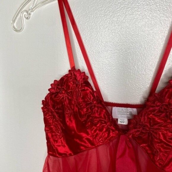 Vintage Red Lace lingerie Negligee Slip Sexy Small babydoll - Picture 3 of 9